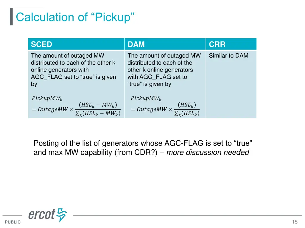 calculation of pickup