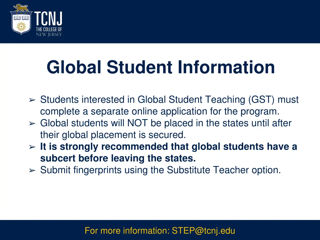 global student information