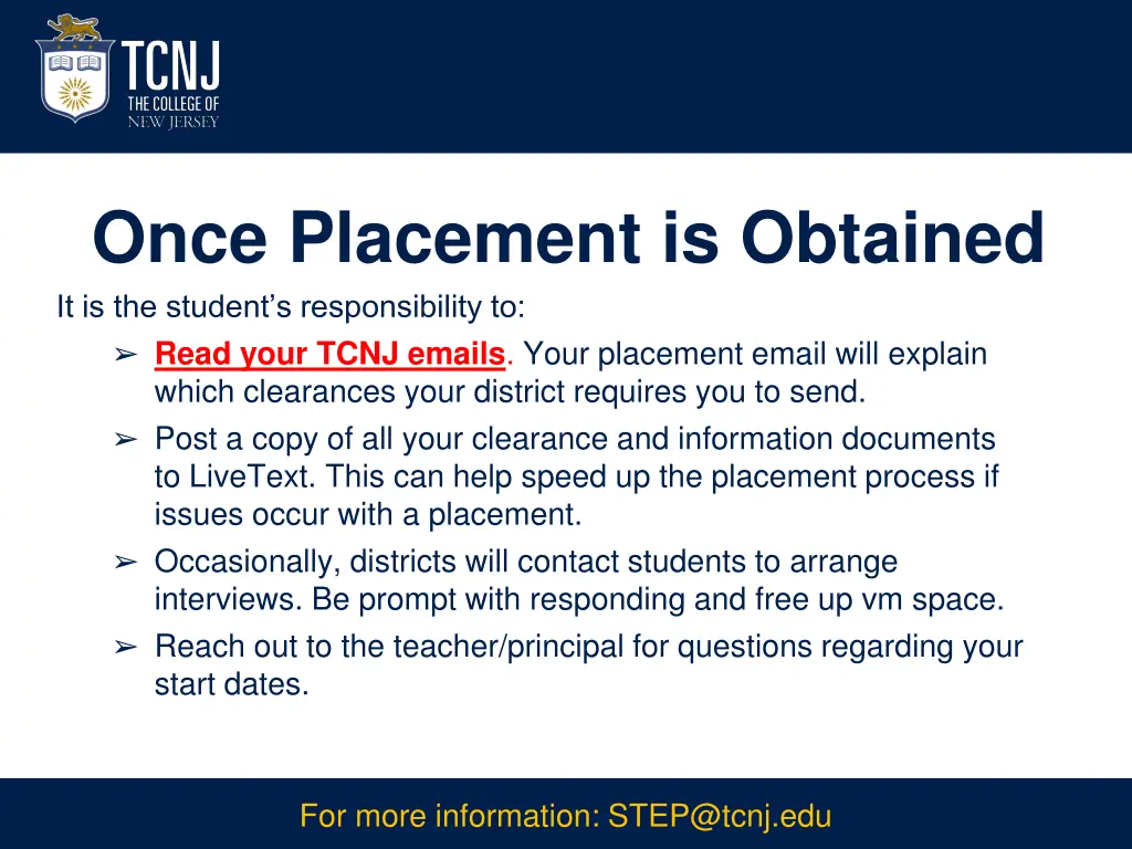 once placement is obtained