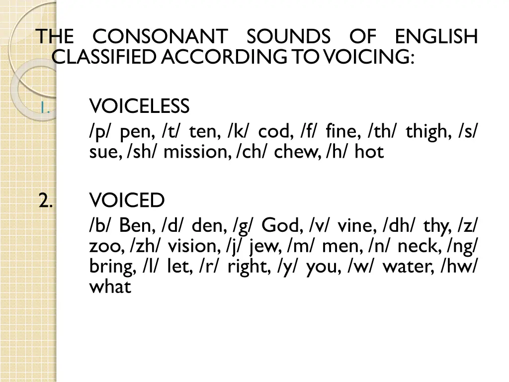 the consonant sounds of english