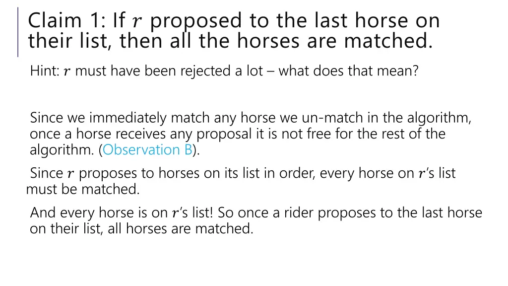 claim 1 if proposed to the last horse on their 2