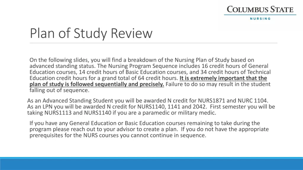plan of study review
