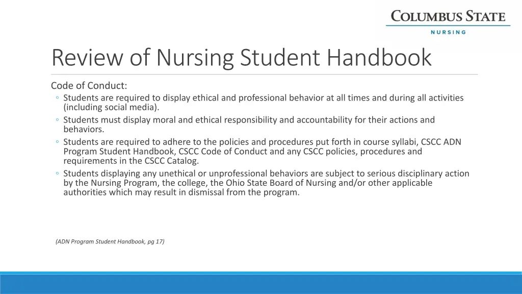 review of nursing student handbook 1