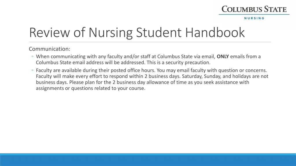 review of nursing student handbook 5