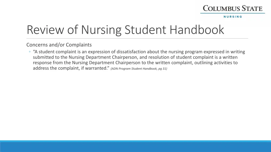 review of nursing student handbook 6