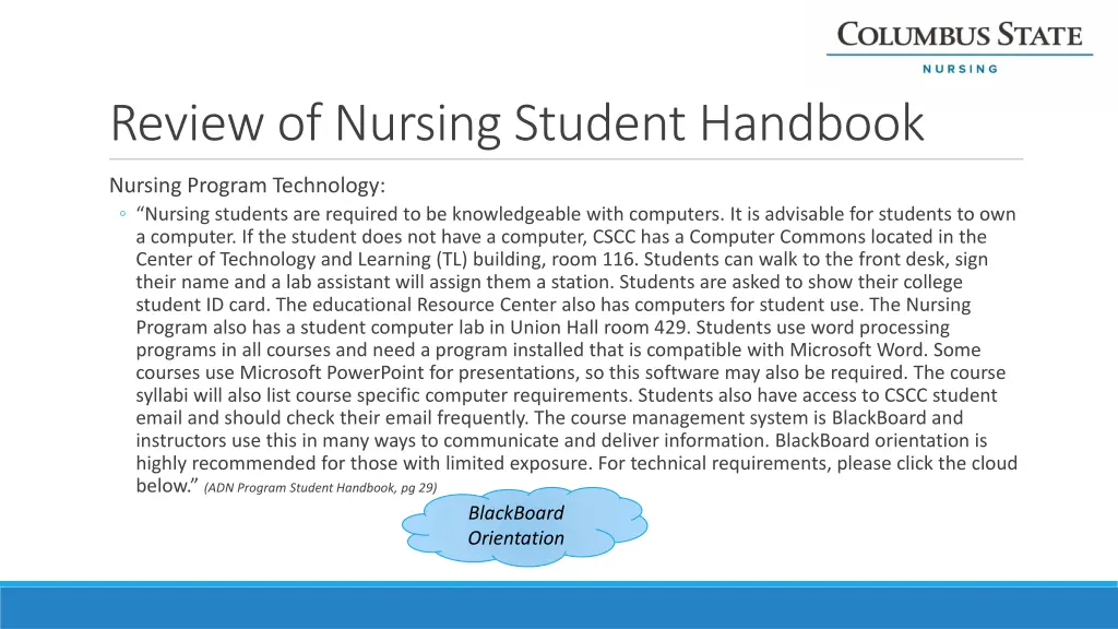 review of nursing student handbook 8