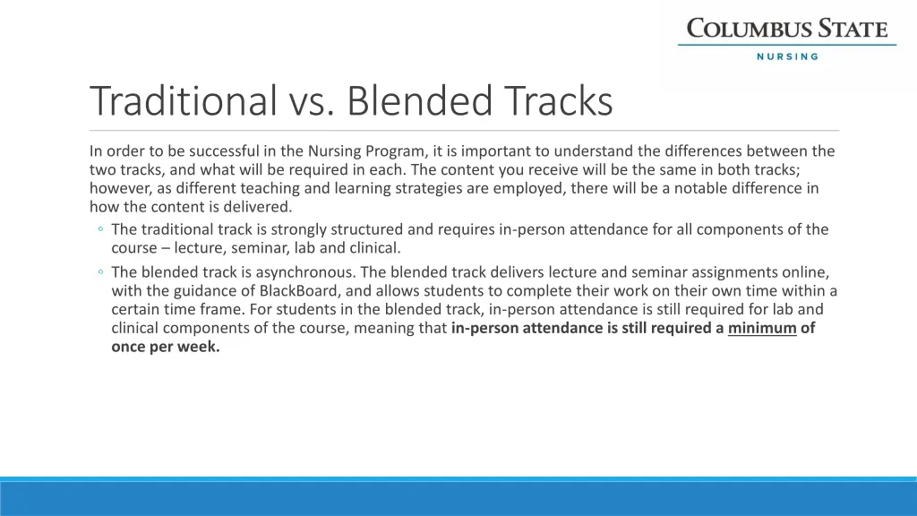 traditional vs blended tracks