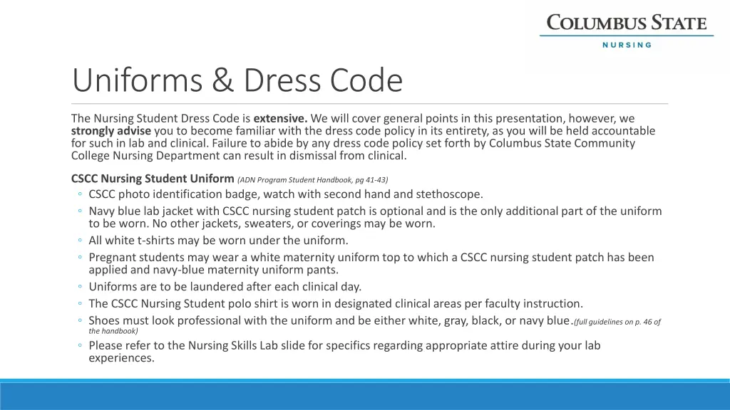 uniforms dress code