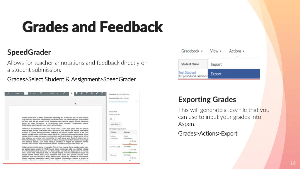 grades and feedback grades and feedback