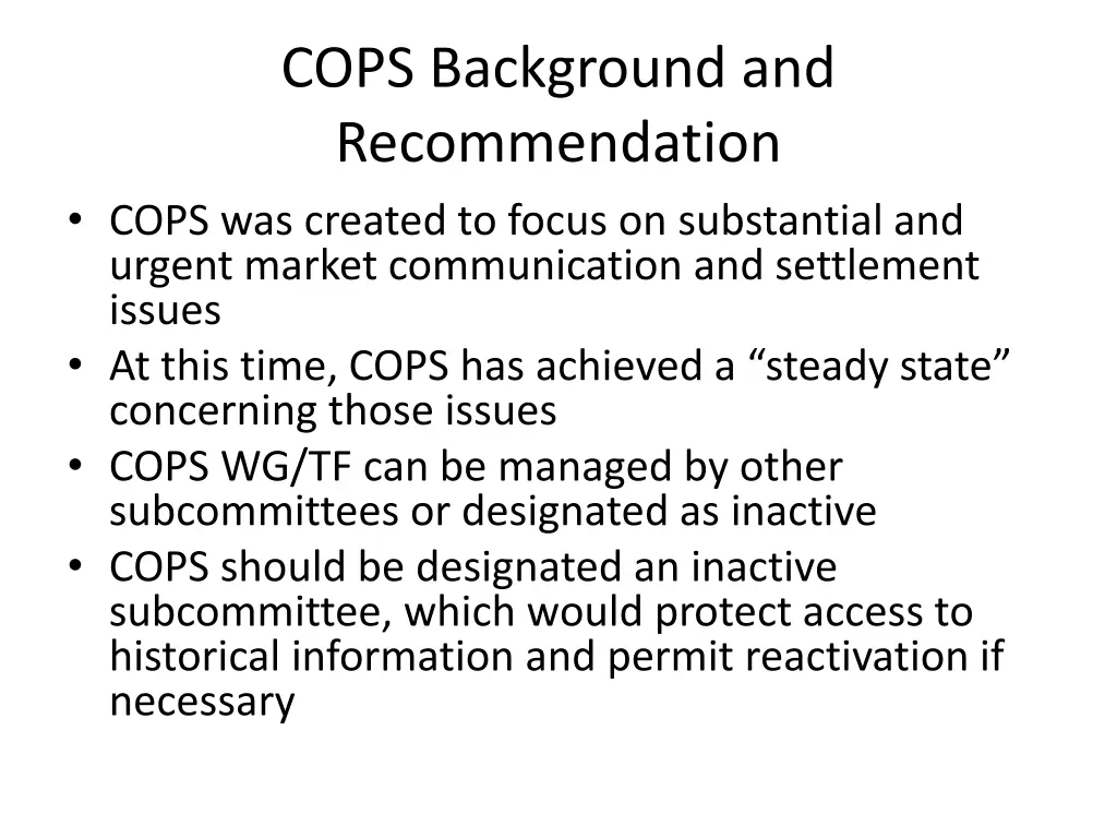 cops background and recommendation cops
