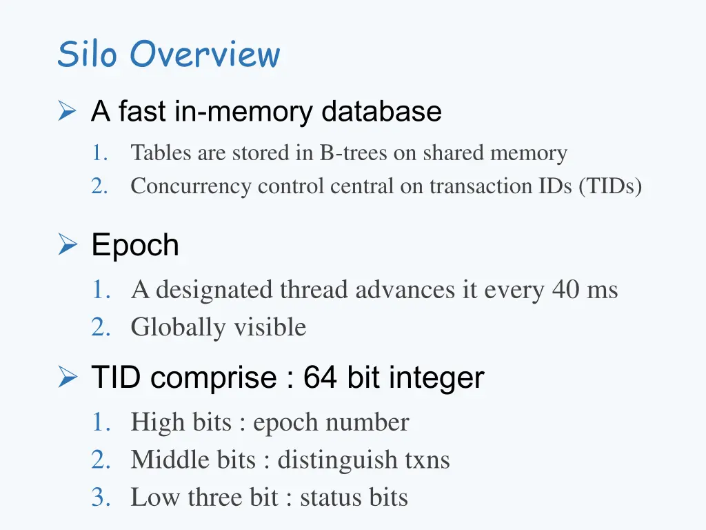 silo overview a fast in memory database 1 tables