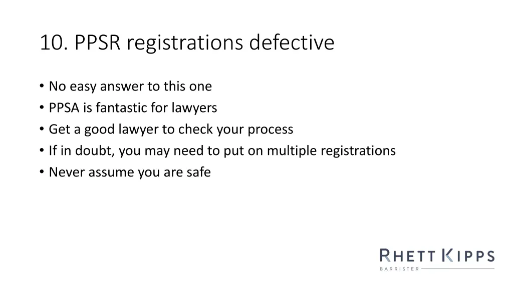 10 ppsr registrations defective