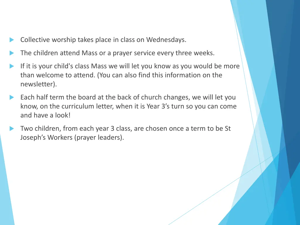 collective worship takes place in class