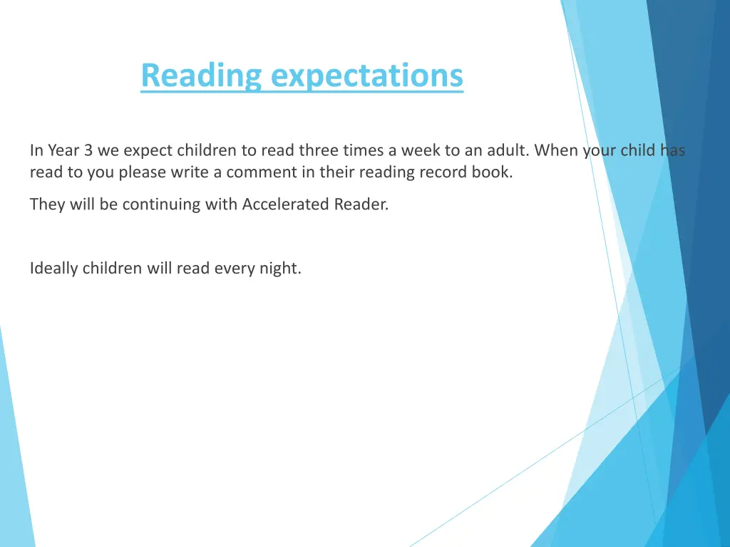 reading expectations