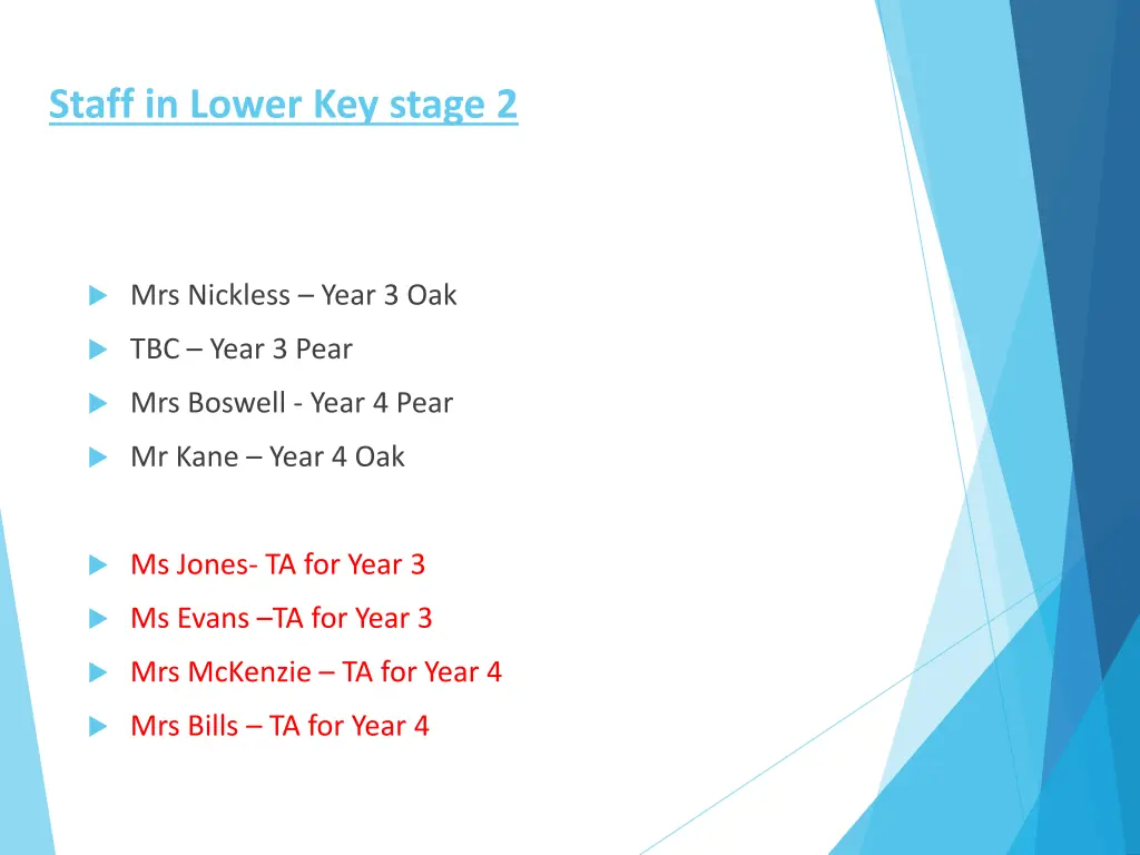 staff in lower key stage 2