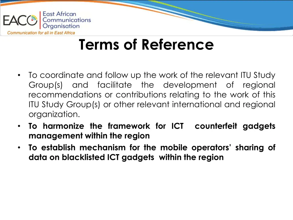 terms of reference