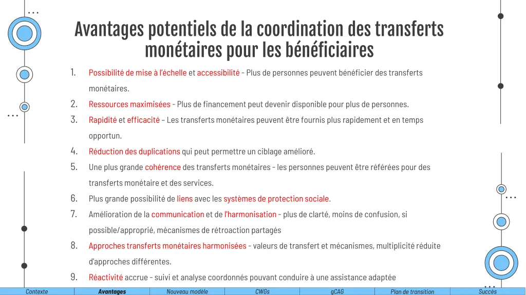 avantages potentiels de la coordination