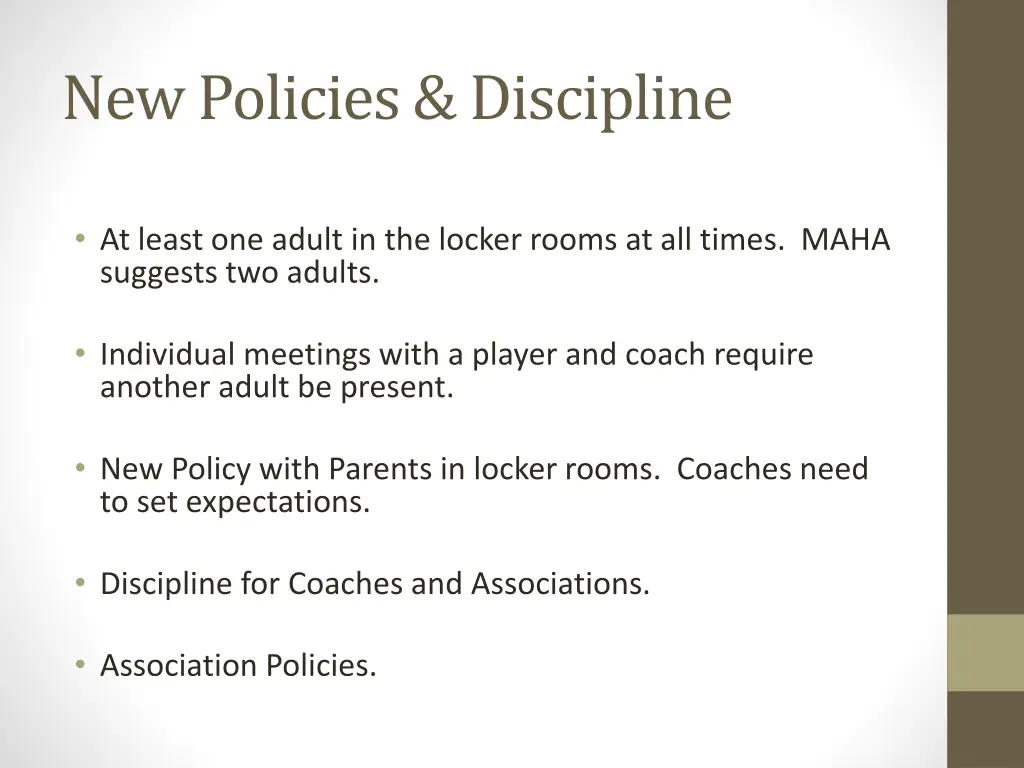 new policies discipline
