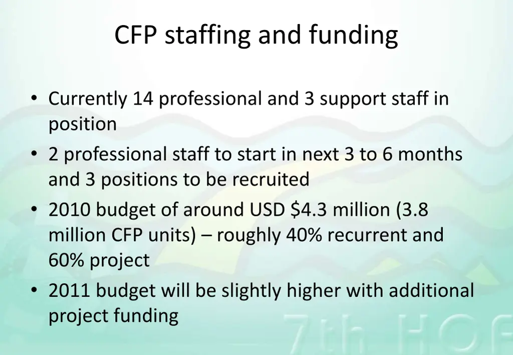 cfp staffing and funding