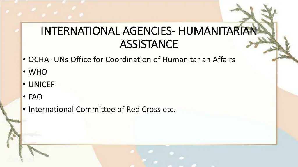 international agencies international agencies