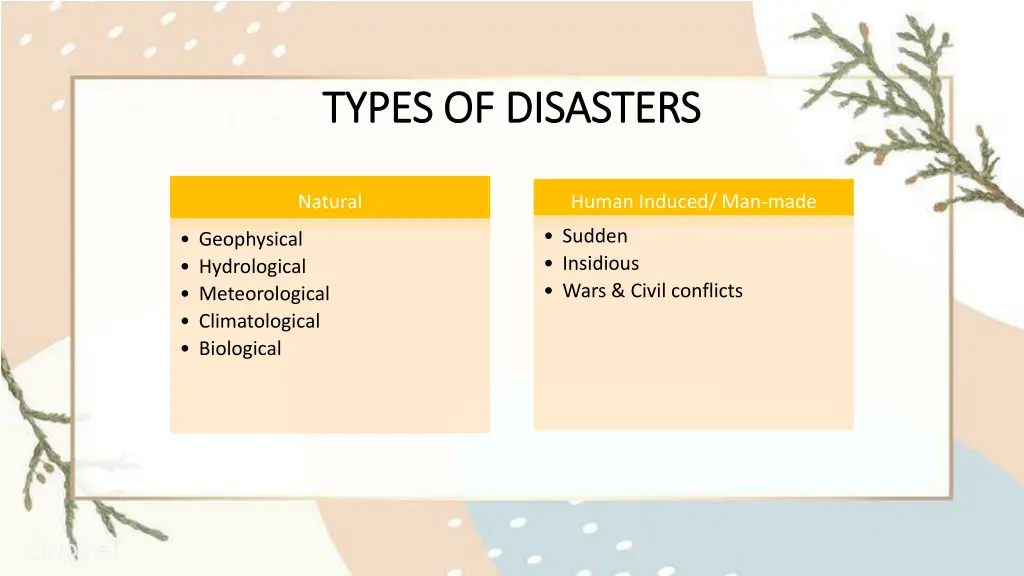 types of disasters types of disasters