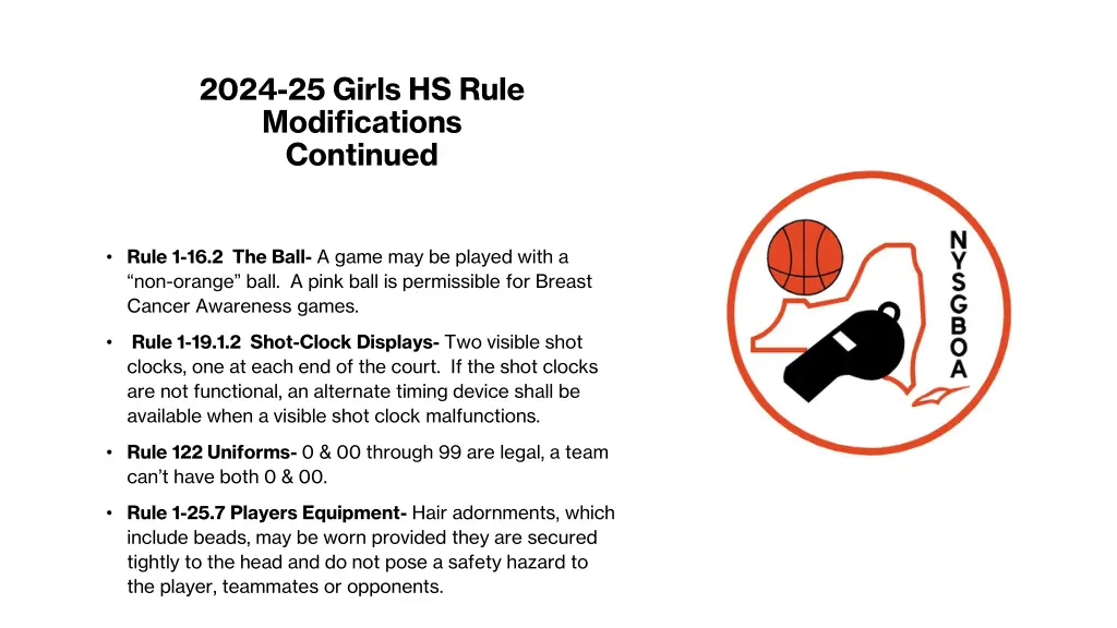 2024 25 girls hs rule modifications continued