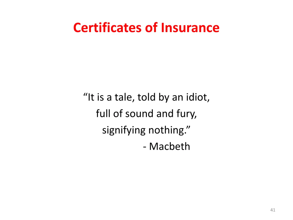 certificates of insurance
