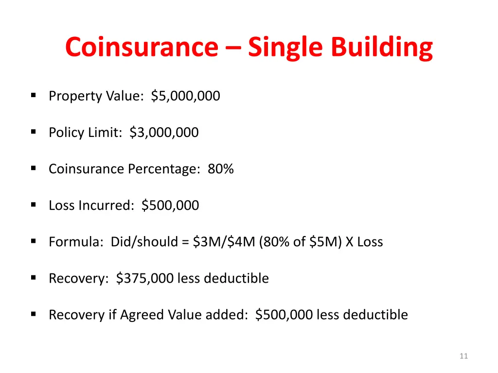 coinsurance single building
