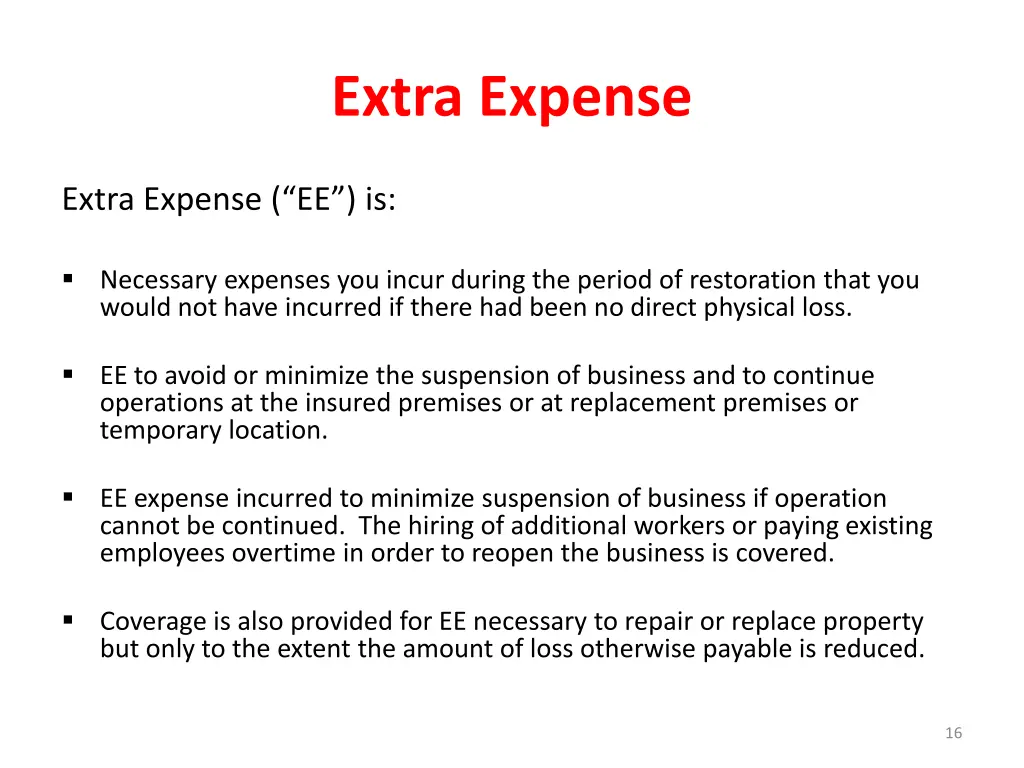 extra expense