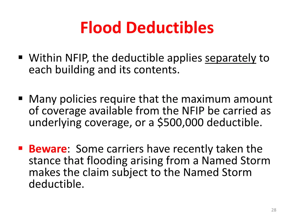 flood deductibles