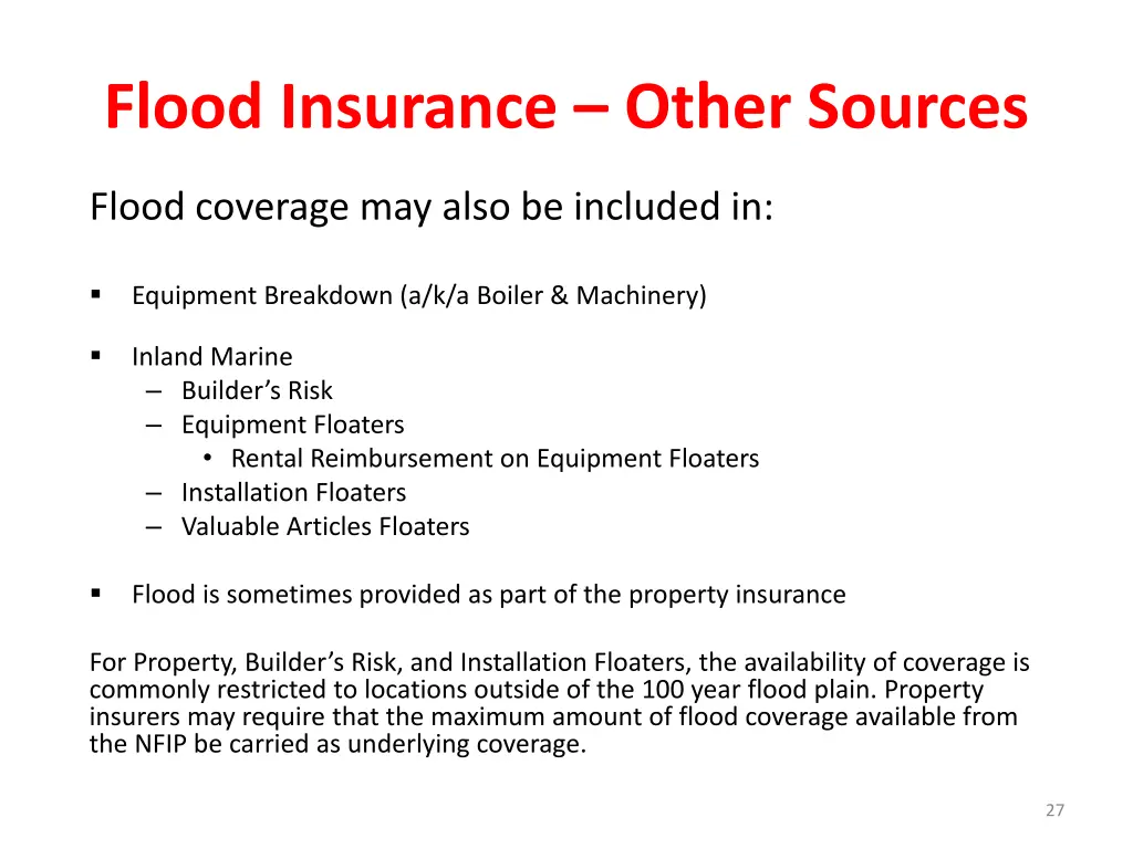 flood insurance other sources