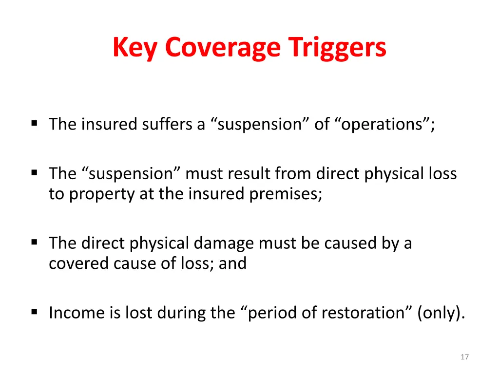 key coverage triggers