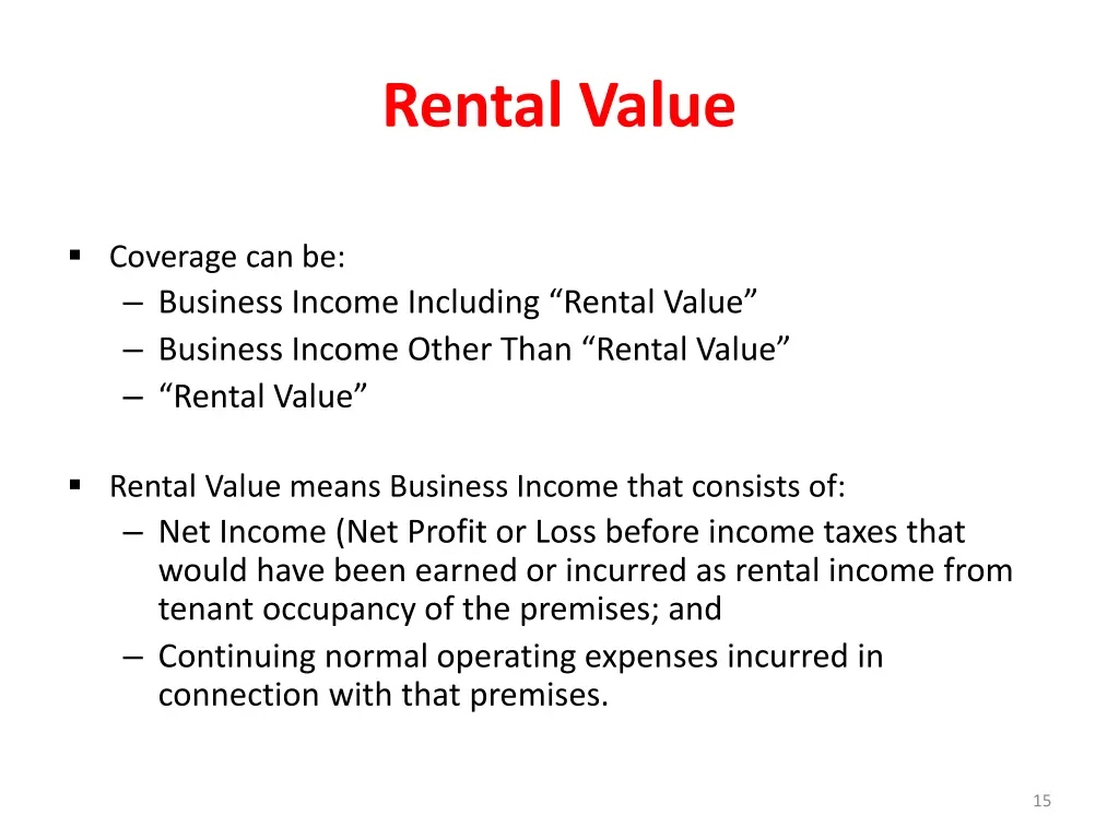 rental value