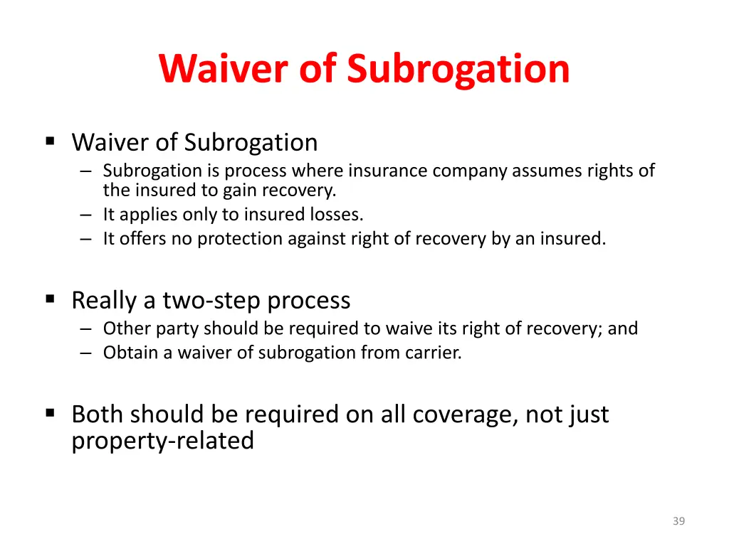 waiver of subrogation