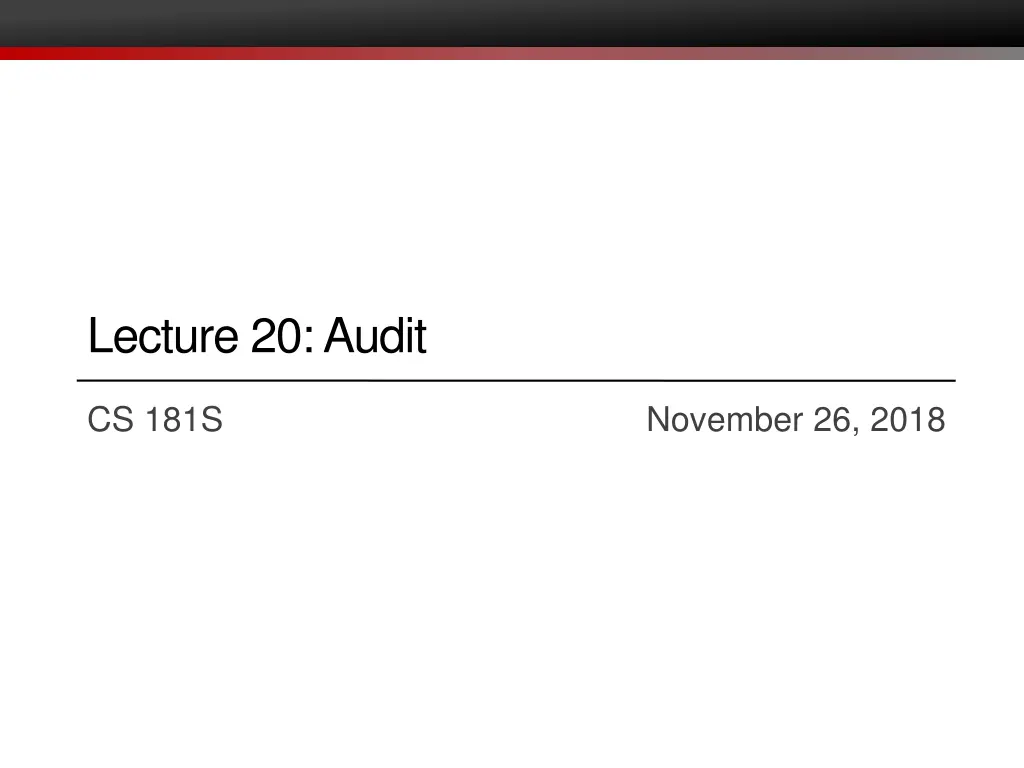 lecture 20 audit