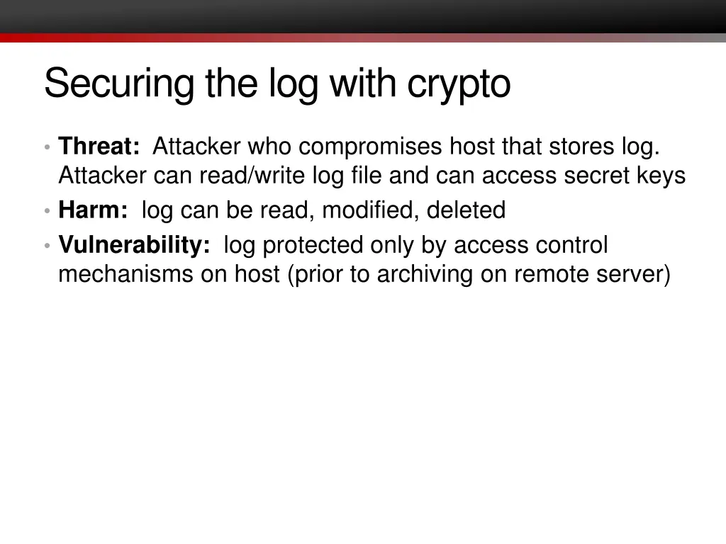 securing the log with crypto