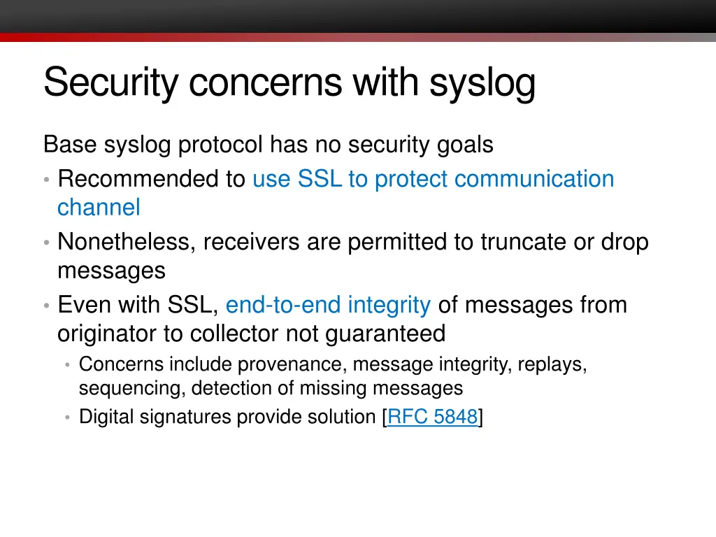 security concerns with syslog