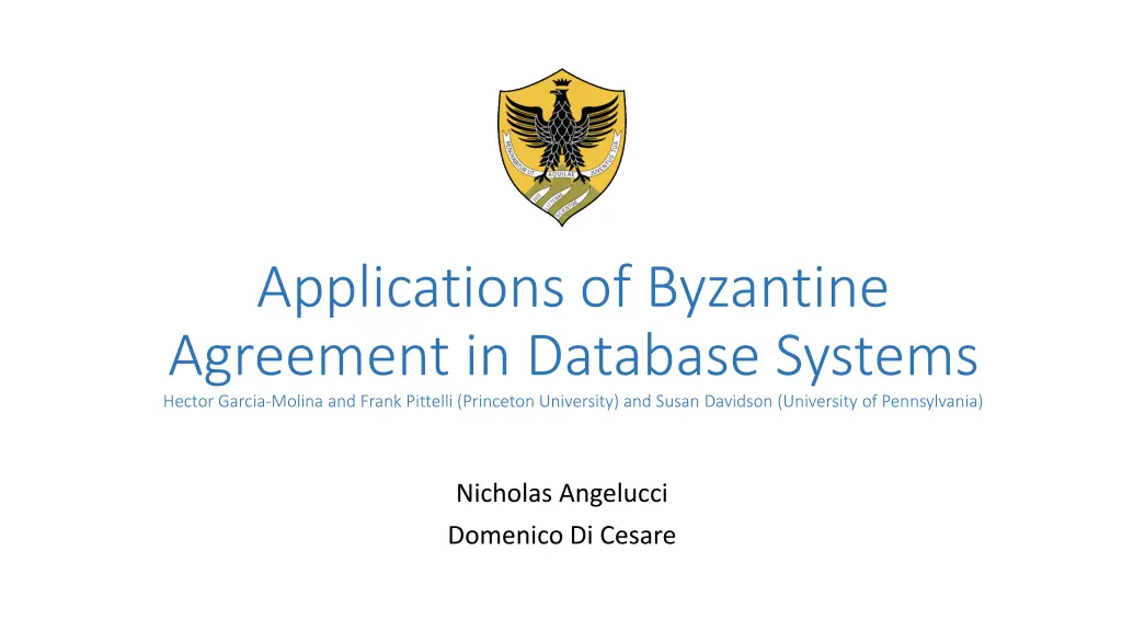 applications of byzantine agreement in database