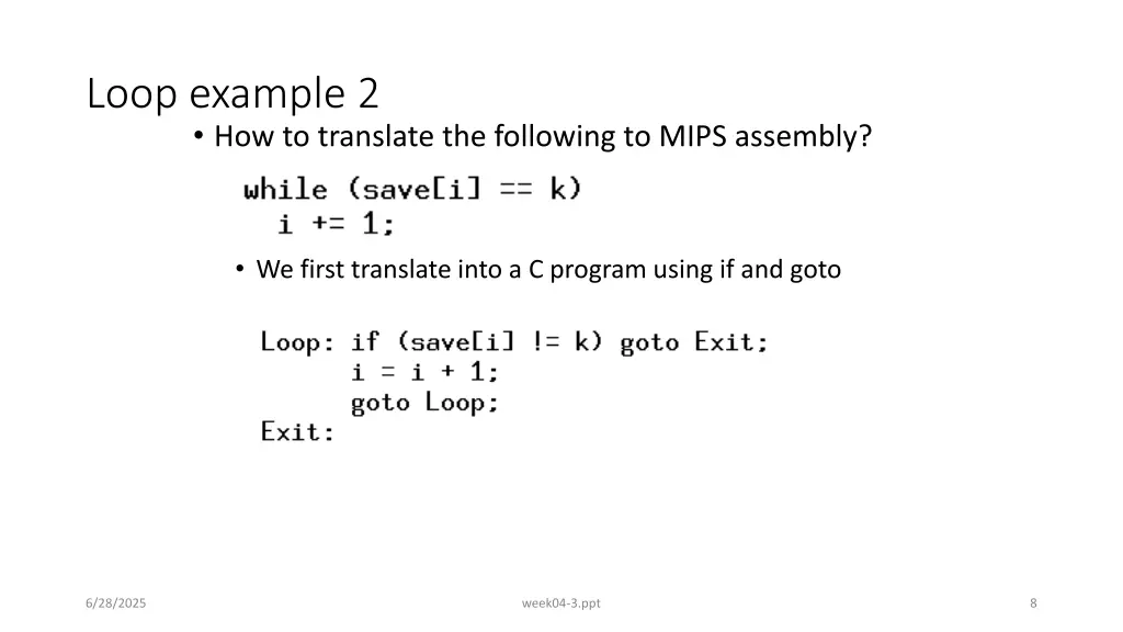loop example 2 how to translate the following