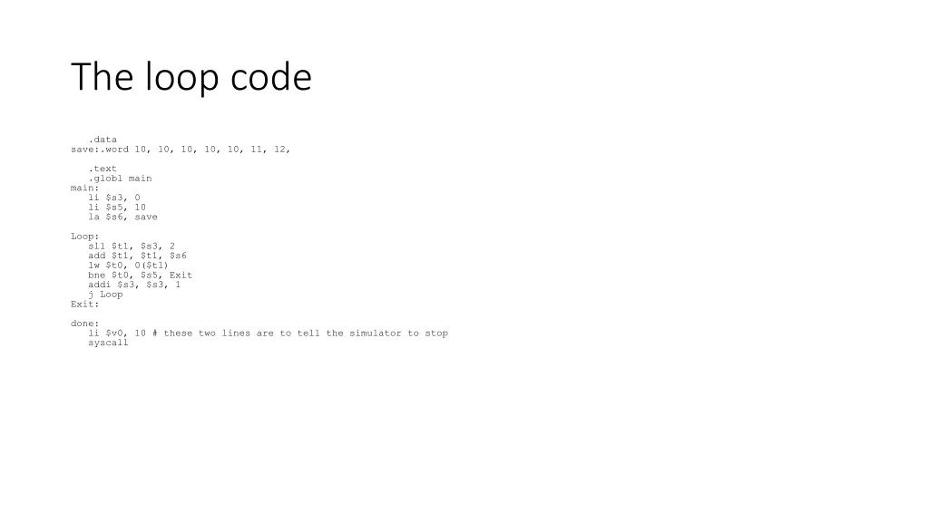 the loop code