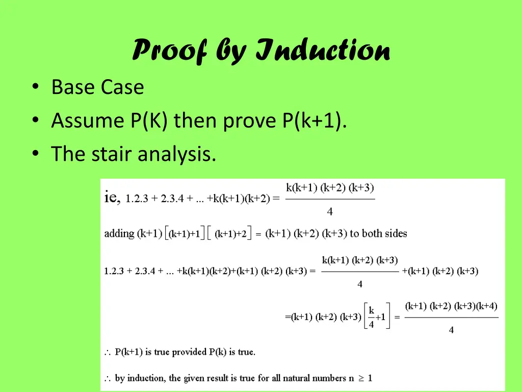 proof by induction base case assume p k then