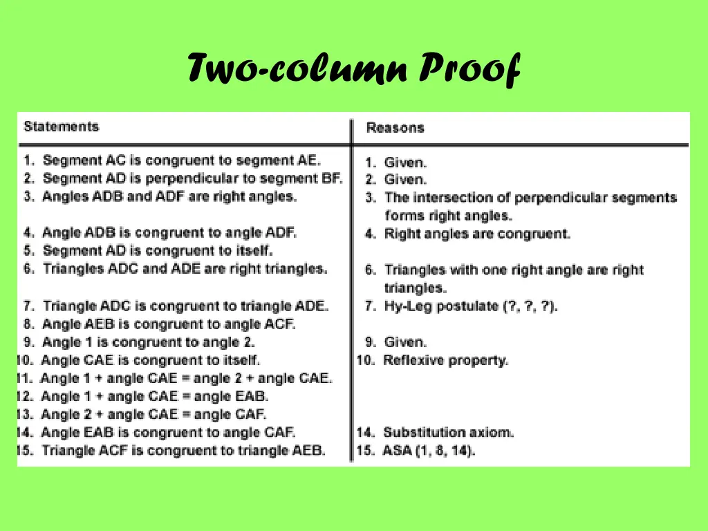 two column proof