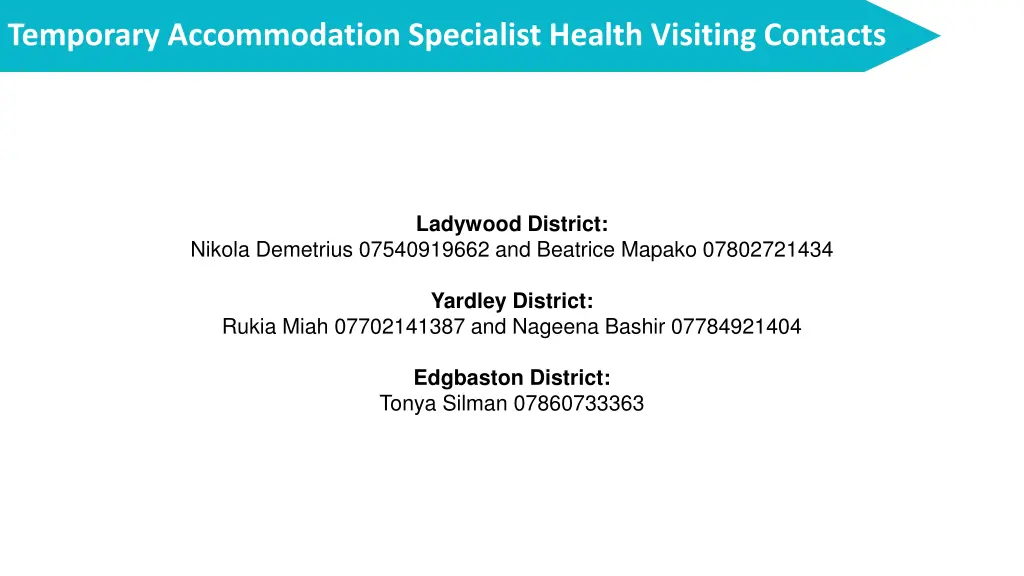 temporary accommodation specialist health