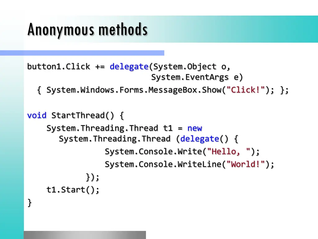 anonymous methods