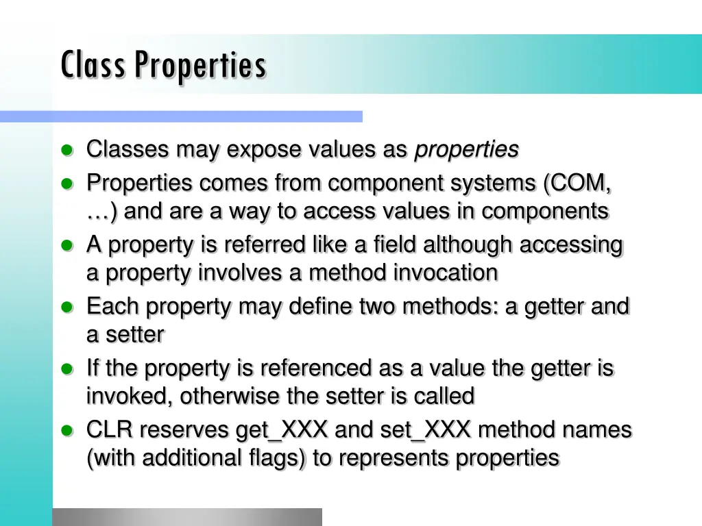 class properties