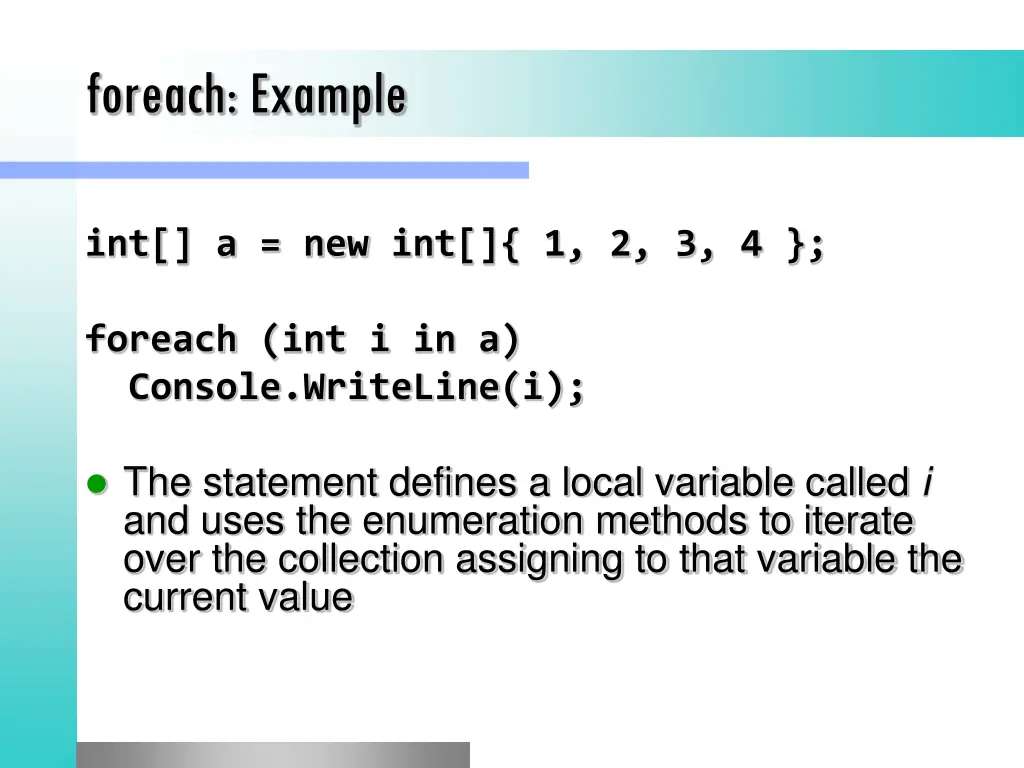 foreach example