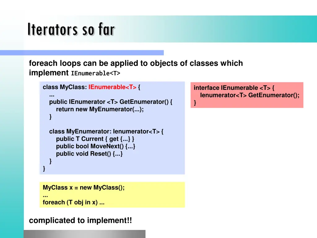 iterators so far