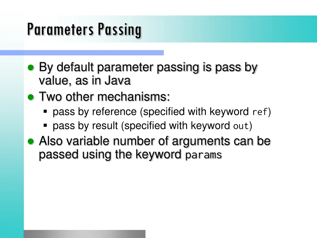 parameters passing