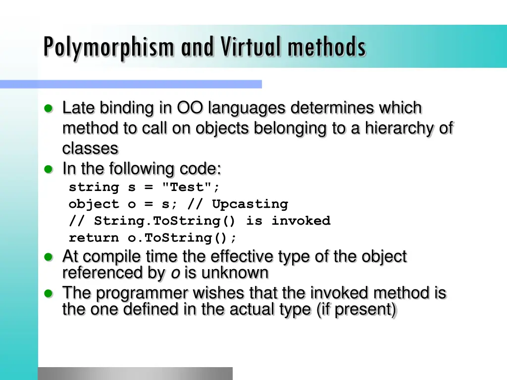 polymorphism and virtual methods