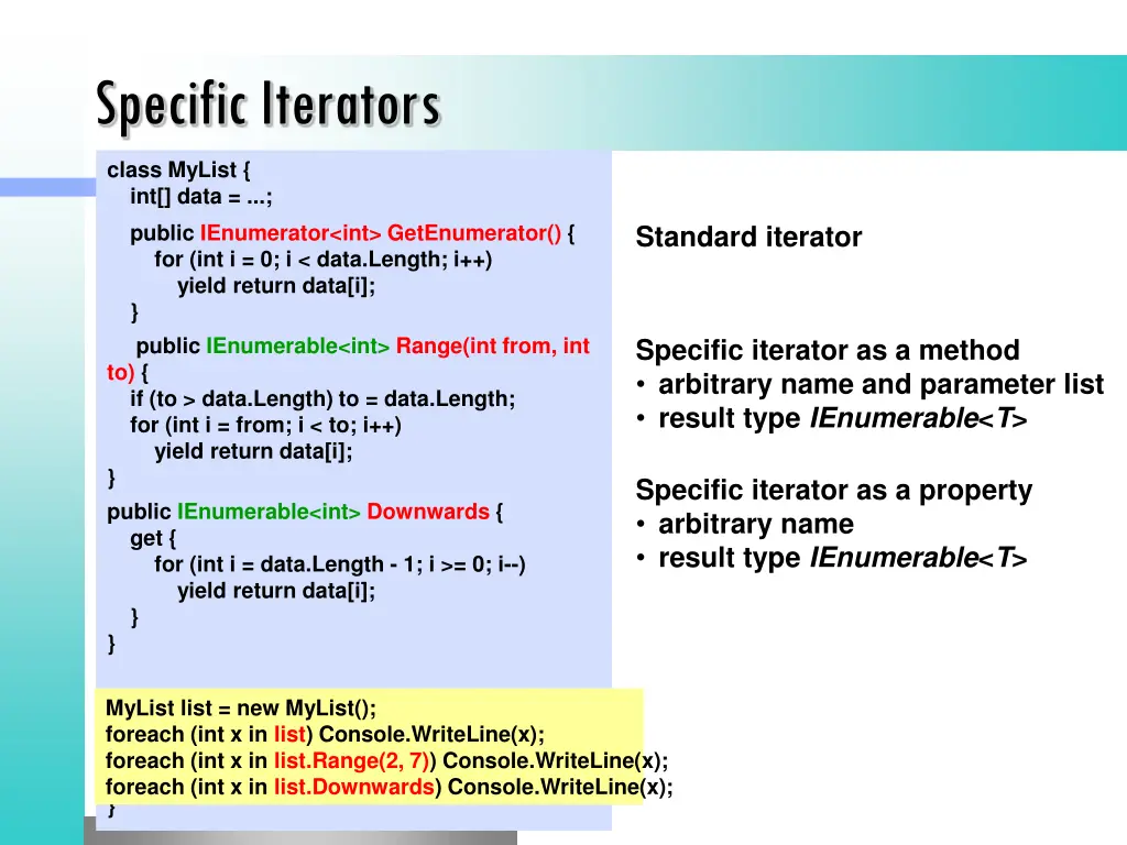 specific iterators